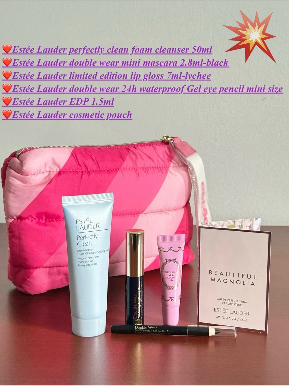 Estee Lauder Pink Cosmetic Pouch Gift Set